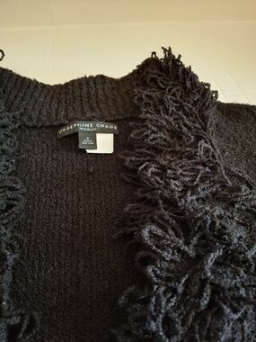 Josephine Chaus Black Fringe Knit Women's Sweater
